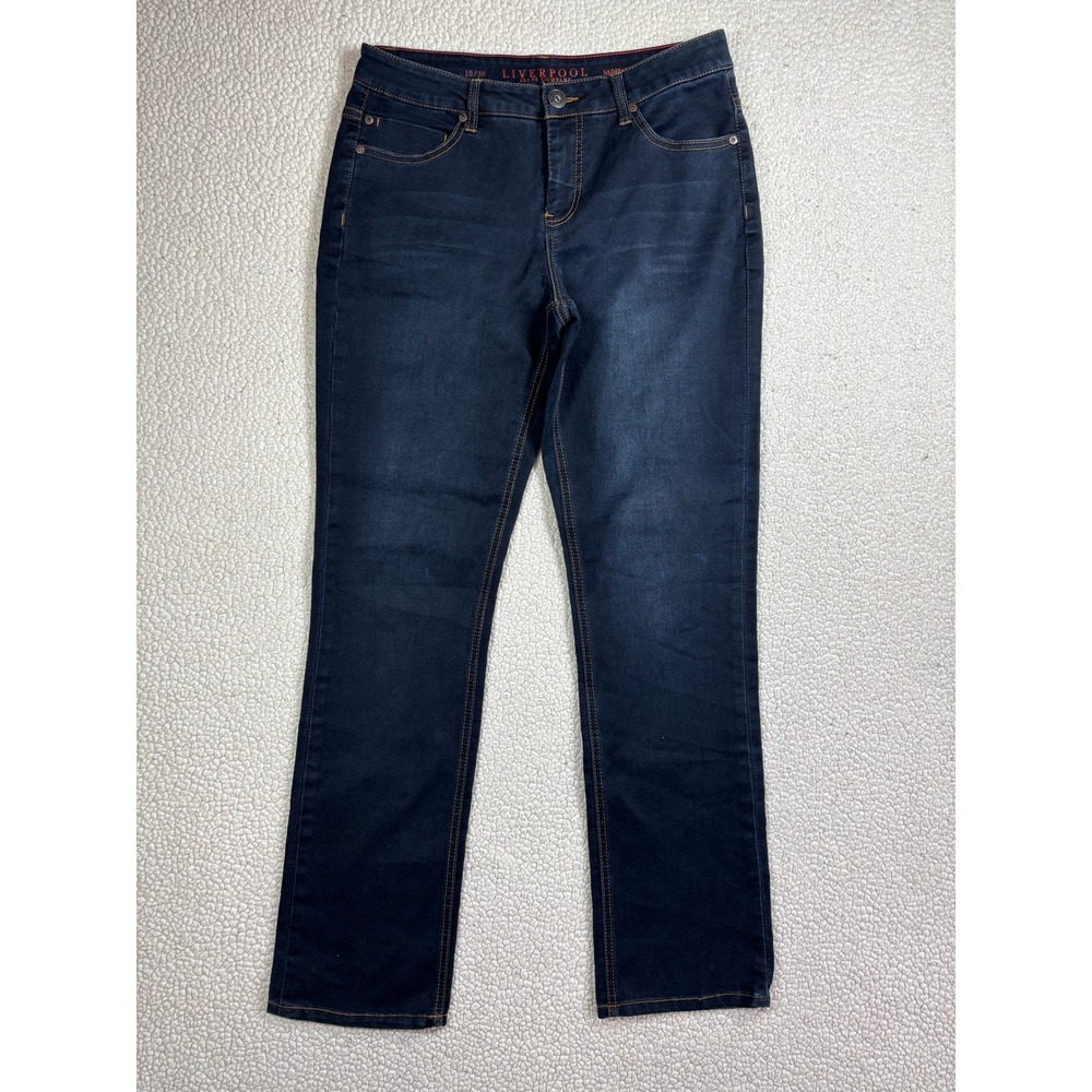 Liverpool Jeans Womens 10/30 Sadie Straight Leg Dark Wash Stretch Denim Jeans